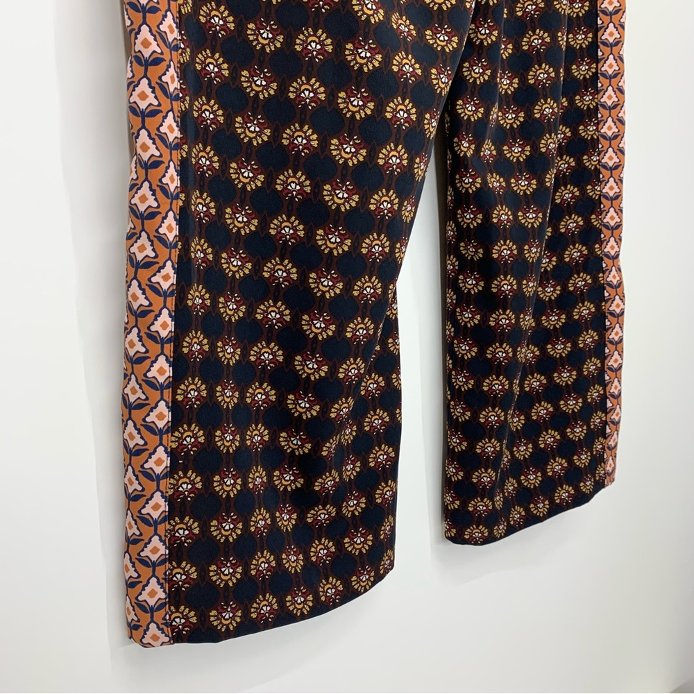 Zara Mixed Print Boho Pull On Wide Leg Cropped Pants High Rise/Drop Crotch Sz Lg - Picture 8 of 16